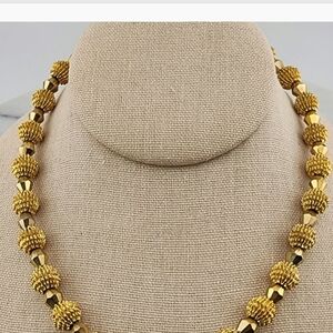 Trifari Gold Textured Bead Necklace